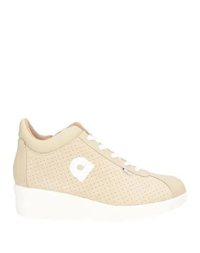 Agile By Rucoline Woman Sneakers Beige Size 8 Leather In Neutral