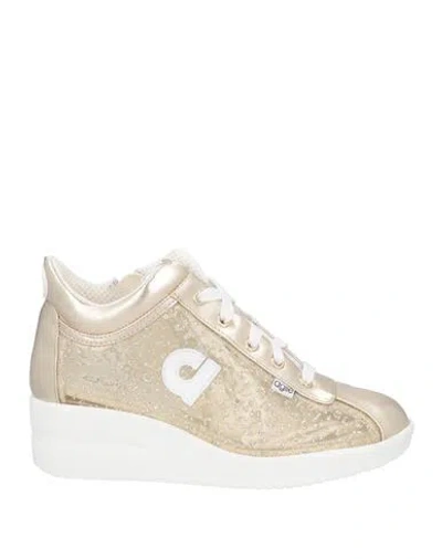 Agile By Rucoline Woman Sneakers Gold Size 9 Textile Fibers, Soft Leather