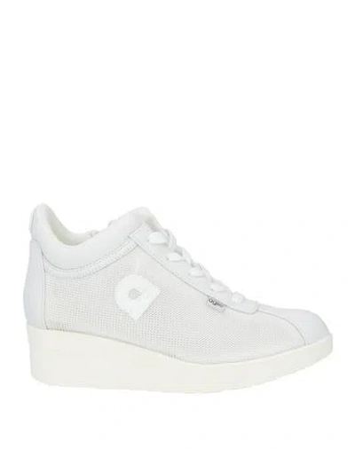 Agile By Rucoline Woman Sneakers White Size 8 Leather, Textile Fibers In Gray