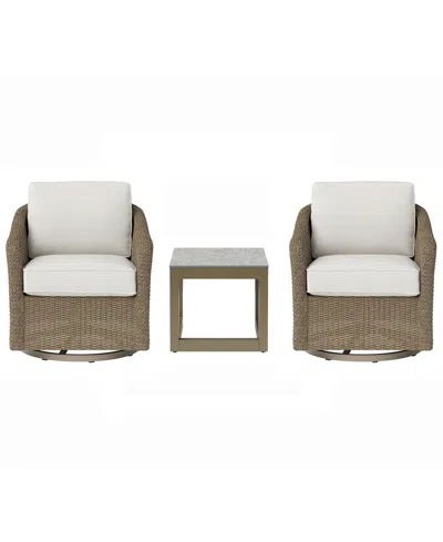 Agio 31" Sonetta 2-piece Outdoor Swivel Chairs + 1 End Table, Created For Macy's In White
