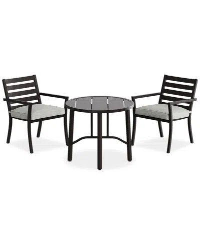 Agio Astaire 3pc Bistro Dining Set (32" Round Table + 2 Chairs), Created For Macy's In Oyster Light Grey