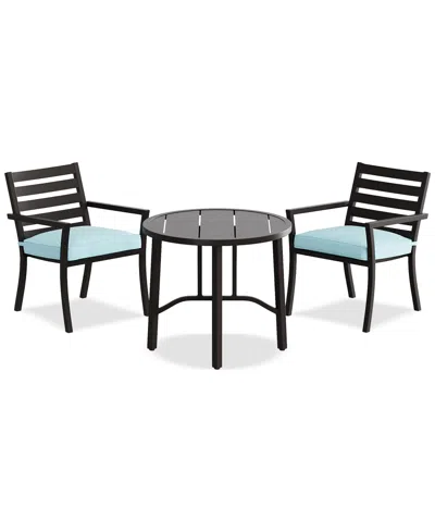 Agio Astaire 3pc Bistro Dining Set (32" Round Table + 2 Chairs), Created For Macy's In Spa Light Blue