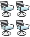 Agio Astaire Outdoor 4-pc Swivel Chair Bundle Set In Spa Light Blue