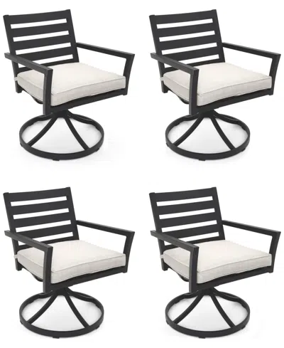 Agio Astaire Outdoor 4-pc Swivel Chair Bundle Set In Pearl White