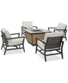 Agio Astaire Outdoor 5-pc. Chat Set (1 Fire Pit & 4 Rocker Chairs), Created For Macy's In Pearl White