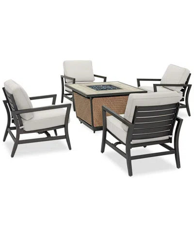Agio Astaire Outdoor 5-pc. Chat Set (1 Fire Pit & 4 Rocker Chairs), Created For Macy's In Pearl White