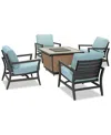 Agio Astaire Outdoor 5-pc. Chat Set (1 Fire Pit & 4 Rocker Chairs), Created For Macy's In Spa Light Blue