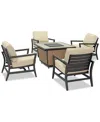 Agio Astaire Outdoor 5-pc. Chat Set (1 Fire Pit & 4 Rocker Chairs), Created For Macy's In Straw Natural