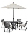 Agio Astaire Outdoor 5-pc Dining Set (48" Round Table + 4 Dining Chairs), Created For Macy's In Pearl White