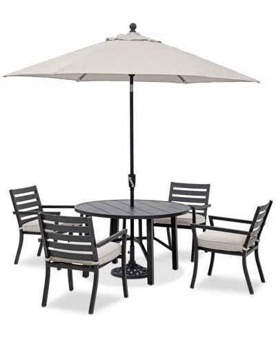 Agio Astaire Outdoor 5-pc Dining Set (48" Round Table + 4 Dining Chairs), Created For Macy's In Pearl White