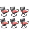 Agio Astaire Outdoor 6-pc Swivel Chair Bundle Set In Peony Brick Red