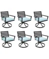 Agio Astaire Outdoor 6-pc Swivel Chair Bundle Set In Spa Light Blue