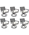 Agio Astaire Outdoor 6-pc Swivel Chair Bundle Set In Pearl White
