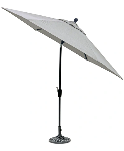 Agio Astaire Outdoor 9' Umbrella + Umbrella Base In Oyster Light Grey