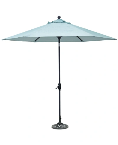 Agio Astaire Outdoor 9' Umbrella + Umbrella Base In Spa Light Blue