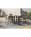 Agio Bartow Outdoor 5-pc Dining Set (counter Height Table & 4 Counter Stools) In Brown