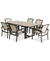 Agio Bartow Outdoor 7-pc Dining Set (84" X 42" Rectangular Table + 6 Dining Chairs) In Brown