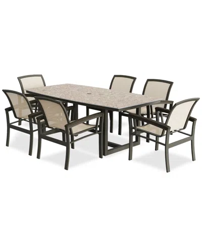 Agio Bartow Outdoor 7-pc Dining Set (84" X 42" Rectangular Table + 6 Dining Chairs) In Brown