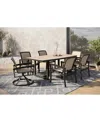 Agio Bartow Outdoor 7-pc Dining Set (rectangular Table, 4 Dining Chairs & 2 Swivel Chairs) In Brown