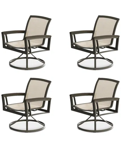 Agio Bartow Outdoor, Swivel Chairs Set Of 4 In Brown