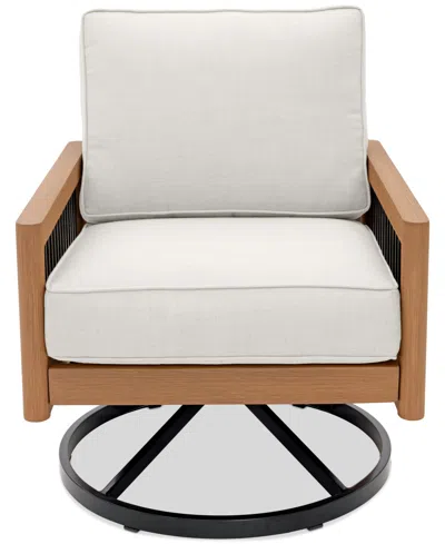 Agio Baxley Outdoor Swivel Chair, Created For Macys In Pearl White