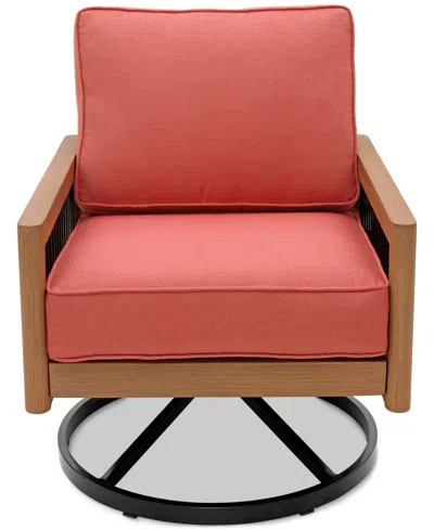 Agio Baxley Outdoor Swivel Chair, Created For Macys In Peony Brick Red