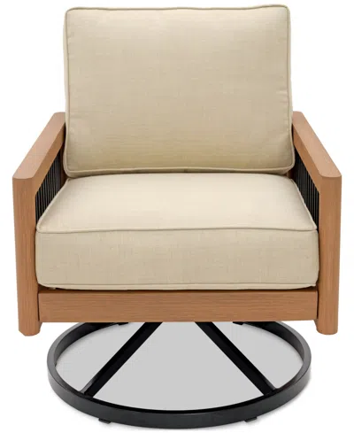 Agio Baxley Outdoor Swivel Chair, Created For Macys In Straw Natural