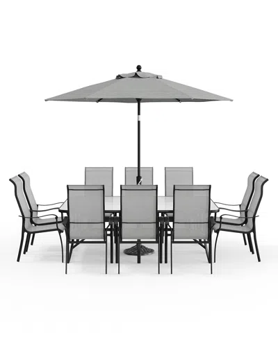 Agio Oasis 11-pc. Aluminum Rust-proof Outdoor Dining Set, Created For Macy's In Gray