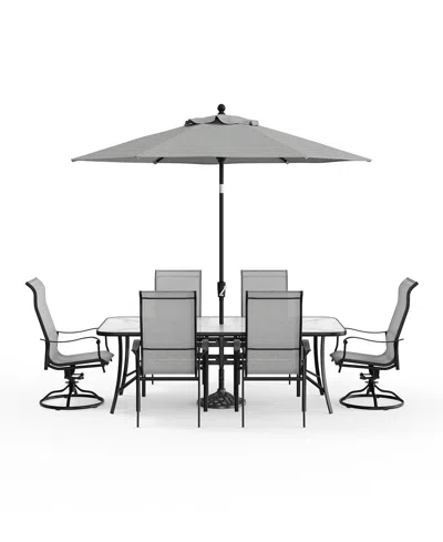 Agio Oasis 7-pc. Aluminum Rust-proof Outdoor Dining Set, Created For Macy's In Gray