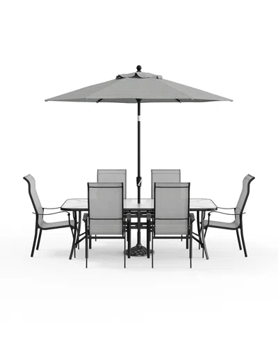 Agio Oasis 7-pc. Outdoor Dining Set, Created For Macy's In Gray