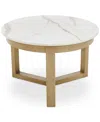Agio Reid Outdoor 23" Round Porcelain Top Nesting Table In Light Beige