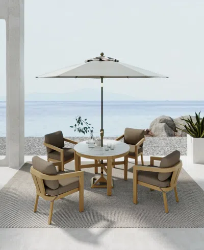 Agio Reid Outdoor 5pc Set (round Dining Table & 4 Dining Chairs) In Beige