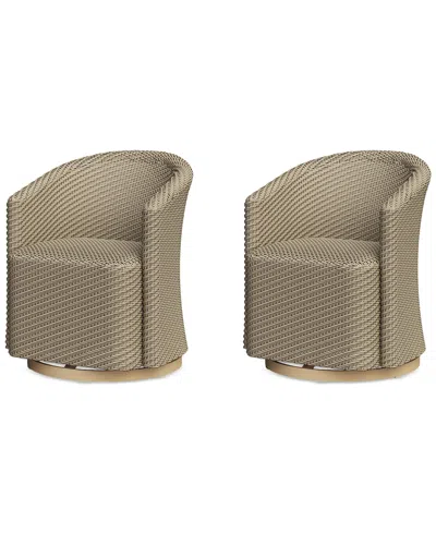 Agio Reid Outdoor Dining 2pc Swivel Chair Set In Beige