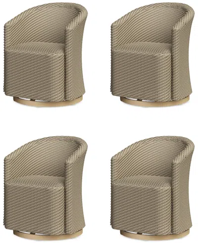 Agio Reid Outdoor Dining 4pc Swivel Chair Set In Beige