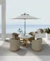 Agio Reid Outdoor Dining 5pc Set (round Table & 4 Swivel Chairs) In Beige