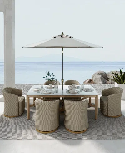 Agio Reid Outdoor Dining 7pc Set (rectangular Table & 6 Swivel Chairs) In Beige