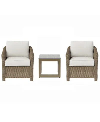 Agio Sonetta 3-piece Outdoor Club Chairs And End Table Set In White