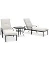 Agio St Croix Outdoor 3-pc Chaise Set (2 Chaise Lounge Chairs + 1 End Table) In Pearl White