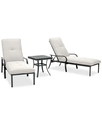 Agio St Croix Outdoor 3-pc Chaise Set (2 Chaise Lounge Chairs + 1 End Table) In Pearl White