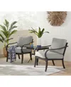 Agio St Croix Outdoor 3-pc Lounge Chair Set (2 Lounge Chairs + 1 End Table) In Pearl White