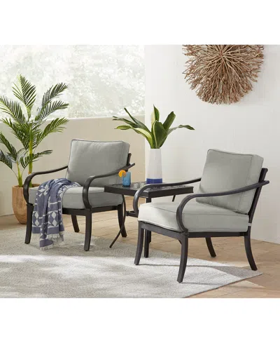 Agio St Croix Outdoor 3-pc Lounge Chair Set (2 Lounge Chairs + 1 End Table) In Pearl White