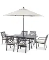 Agio St Croix Outdoor 7-pc Dining Set (68x38" Table + 6 Dining Chairs) In Pearl White
