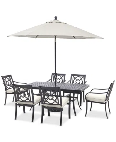 Agio St Croix Outdoor 7-pc Dining Set (68x38" Table + 6 Dining Chairs) In Pearl White