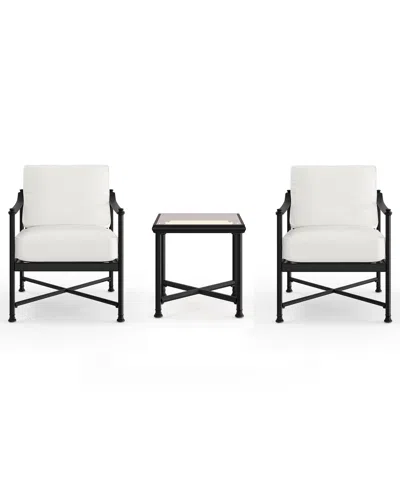 Agio Wellington 3-piece Outdoor Club Chairs And Side Table Set In White