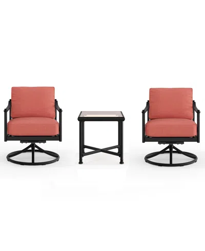 Agio Wellington 3-piece Outdoor Swivel Rockers And Side Table Set