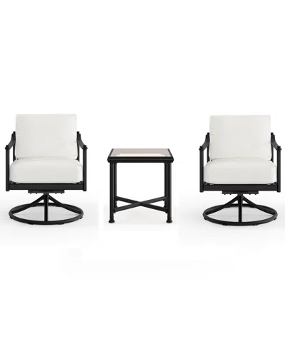 Agio Wellington 3-piece Outdoor Swivel Rockers And Side Table Set In White