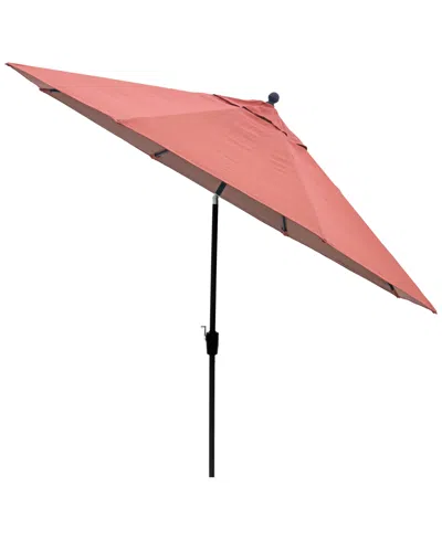 Agio Wythburn Mix And Match Fabric 11' Umbrella In Peony Brick Red,pewter Finish
