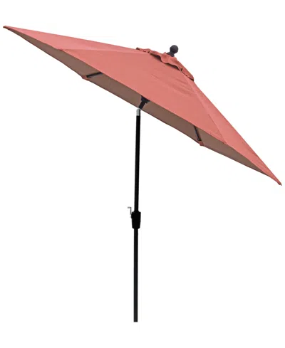 Agio Wythburn Mix And Match Fabric 9' Auto Tilt Umbrella In Peony Brick Red,pewter Finish