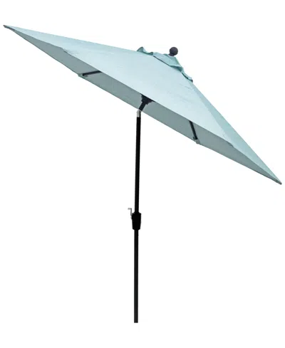 Agio Wythburn Mix And Match Fabric 9' Auto Tilt Umbrella In Spa Light Blue,pewter Finish