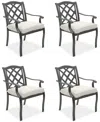 Agio Wythburn Mix And Match Lattice Outdoor Dining Chairs, Set Of 4 In Pearl White,pewter Finish